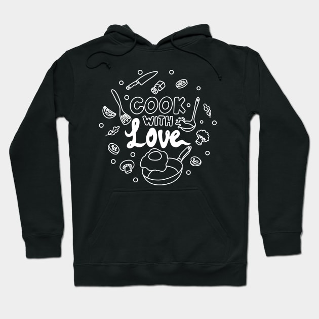 Cook with Love Line Art Hoodie by Kimprut